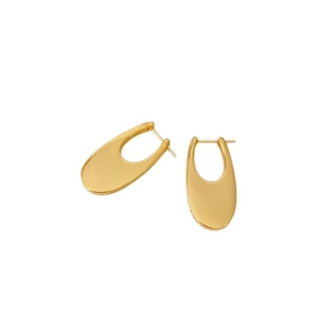 Polished 18K gold-plated U-shaped earrings with a minimalist geometric design for women