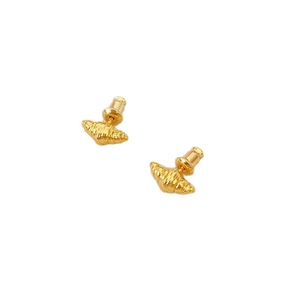 Minimalist 925 silver needle croissant earrings with polished gold plating for women