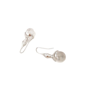 Elegant silver hooks with white crystal gourd earrings featuring a modern sleek design