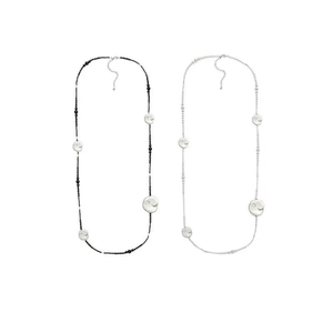 Collier Perlé en Agate Noire et Künstliche Perles Fleur en Émail Nouveau Style Chinois Élégante Chaîne de Pull pour Femme Bijoux