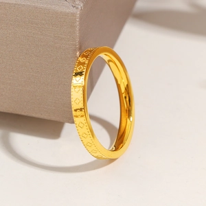 Titanium Steel Four Leaf Clover Ring Gold Plated Kaleidoscope Pattern Milgrain Edge Luxury Jewelry For Women Girlfriend