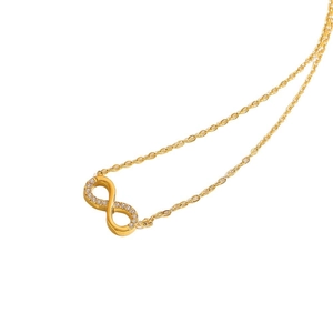 Gold infinity heart necklace for women with sparkling crystal stones and dainty chain