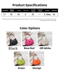 Tableau des tailles et options de couleurs pour le sac à main minimaliste en PU