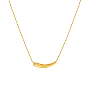Collier minimaliste en acier titane plaqué or 18K avec pendentif barre incurvée