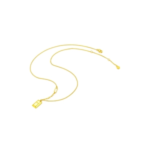 18k gold plated stainless steel necklace featuring a rectangular gold bar pendant on a white background