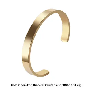 Polished gold cuff bracelet detail for 40-65kg wrist size in minimalist stainless steel