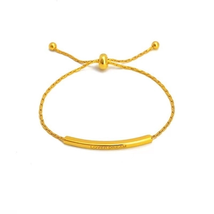 Adjustable golden stainless steel bracelet with curved pipe engraved with Lover Dream