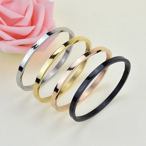 Bracelets ovales minimalistes en acier inoxydable argent, or, or rose et noir