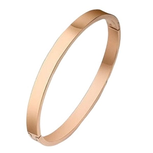 Bracelet jonc ovale minimaliste en acier inoxydable or rose avec fermoir à charnière