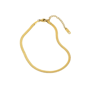 Flat 18K gold snake chain bracelet with adjustable lobster clasp and K18 engraving