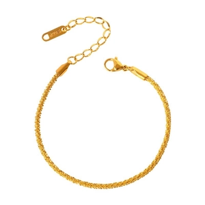 Sparkling 18k gold plated stainless steel anklet with textured finish and lobster clasp