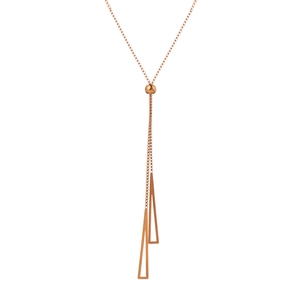 Adjustable rose gold triangle tassel pendant necklace with geometric Y-shape design