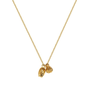 Goldene Titanstahl-Halskette mit Lotos-Anhänger und elegantem Design für Damen im Retro-Stil
