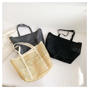 Bolso Tote de Malla de Gran Capacidad para Mujer Minimalista Transpirable de Hombro Bolso de Compras Ligero de Playa Viaje