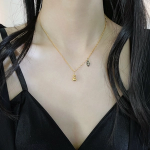 Gourd Pendant Necklace Titanium Steel 18k Gold Plated Asymmetric Splicing Chain Lucky Tag Clavicle Jewelry For Women