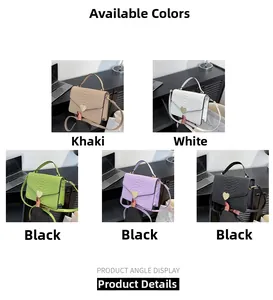 Detail display of small crossbody bags with heart metal clasps and crocodile texture