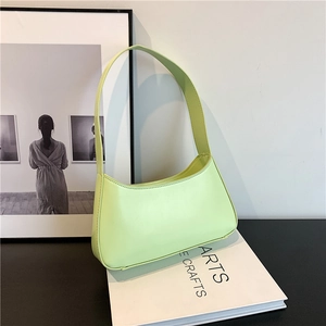 Women Minimalist PU Leather Underarm Bag Solid Color Half Moon Shoulder Bag Trendy Zipper Hobo Bag For Daily Travel Ladies