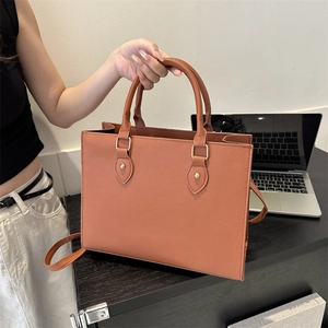 Borsa Tote da Donna in Pelle PU Saffiano Grande Capacità Tinta Unita Con Tracolla Regolabile Borsa Casual da Pendolare