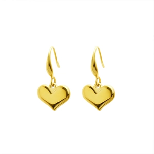 Boucles d'oreilles cœur dorées minimalistes avec crochets en acier poli pour femme