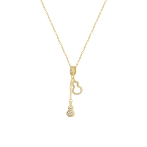 Élégant collier pendentif double gourde plaqué or 18 carats avec cristaux brillants