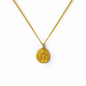 French luxury 18K gold plated titanium steel necklace with irregular embossed pendant