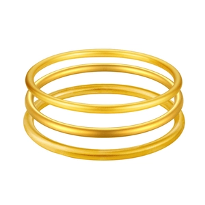 Three-piece set of 18K gold plated matte frosted bangles with vintage satin finish
