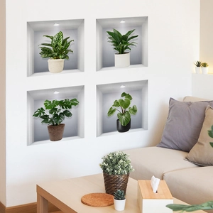 3D realistic potted plant wall stickers with monstera and green leaves for home decor