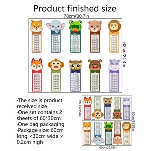 Educational animal multiplication table wall sticker for kids rooms 78x62cm