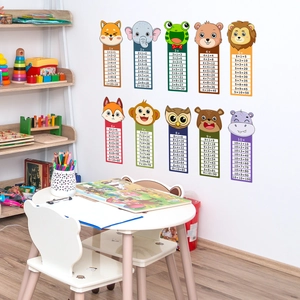 Educational cartoon animal multiplication table wall stickers for children study rooms