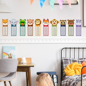 Cartoon animal multiplication table wall decals set for kids room educational decoration