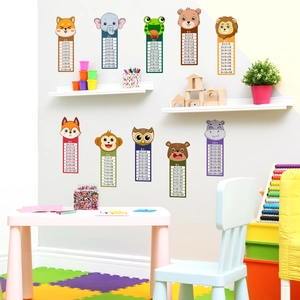 Cartoon animal multiplication table wall stickers for kids room decor and educational learning