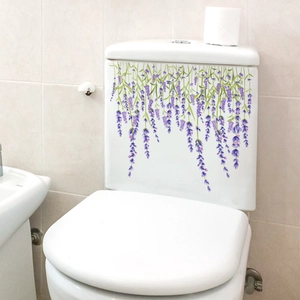 Stickers muraux autocollants de fleurs de lavande pour décoration de toilettes