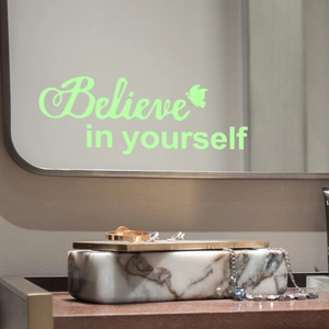 Φωτεινό αυτοκόλλητο καθρέφτη Believe in Yourself με πεταλούδα για διακόσμηση εσωτερικού χώρου