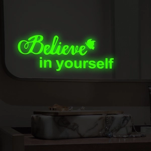 Φωσφορίζοντα αυτοκόλλητα καθρέφτη 'Believe in yourself' με διακοσμητικές πεταλούδες