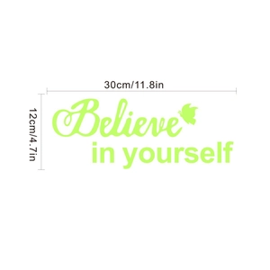 Φωσφορίζον αυτοκόλλητο τοίχου Believe in Yourself με πεταλούδα, μέγεθος 30x12cm