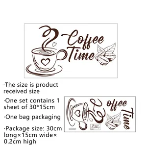 Size specifications and dimensions guide for coffee cup wall decal stickers