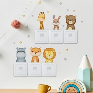 Cartoon Animal Wall Stickers Cute Switch Decorative Decals Removable PVC Home Decor Nursery Stars