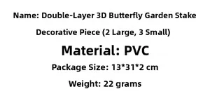 Detailed specifications for 3D double-layer butterfly garden stakes with PVT material info