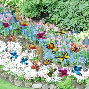 Colorful 3D double-layer butterfly garden stakes for outdoor yard and lawn decoration