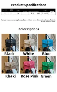 Size guide for PU leather handbag with crocodile pattern texture and dimensions