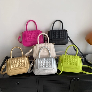 Dames Krokodillenpatroon Gewatteerd Kleine Vierkante Tas PU-leer Schoudertas Crossbody Handtas Met Handvat Voor Dagelijks Gebruik