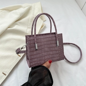 Fashion Faux Crocodile Pattern PU Leather Women Shoulder Bag Small Square Tote Bag With Detachable Strap Handbag For Daily Commute