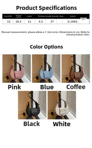 Spécifications détaillées de taille pour le sac à main vintage demi-lune en similicuir