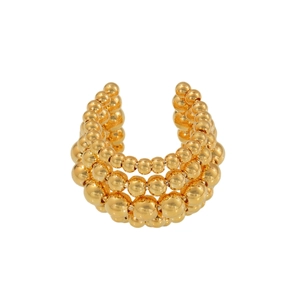 Chic 18k gold plated 5-layer steel bead open ring with adjustable minimalist design