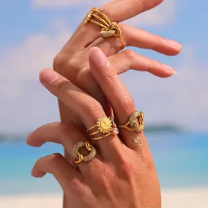 Bague En Acier Inoxydable Avec Cactus En Zircon Vert Et Visage De Déesse Du Soleil Bijoux Bohèmes Pour Femmes