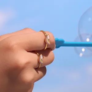 Bijoux Nuage Arc-En-Ciel Collier Bracelet Bague Boucles D'oreilles Acier Inoxydable Émail Enfant Fille