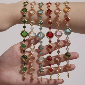 Bunte tschechische Glaskristall-Armbänder mit verstellbarem Edelstahl-Goldverschluss