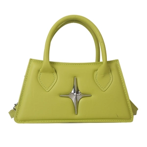 Elegant light green trapezoid handbag with silver star detail and round handles