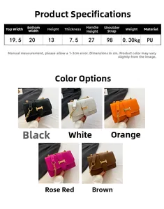 Detailed size specifications for the crocodile pattern flap bag with metal H clasp