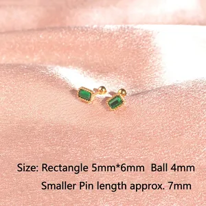 Grüne Smaragd-Ohrstecker aus Gold-Titanstahl mit sicherem Schraubverschluss für Damen